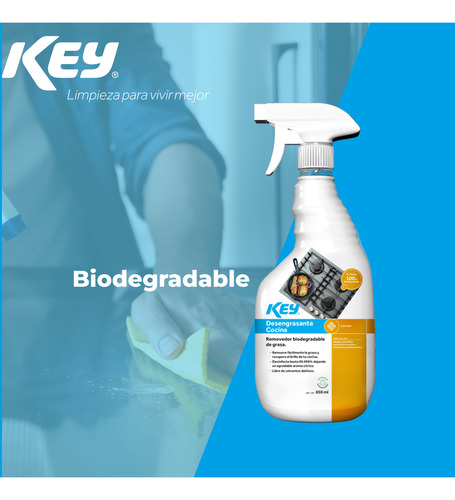 Desengrasante Líquido Para Cocina Key Biodegradable 650ml
