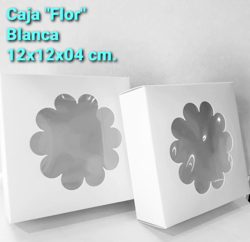 Caja Multiuso Blanca Flor Visor 12x12x04 - Pack X 10 Un.
