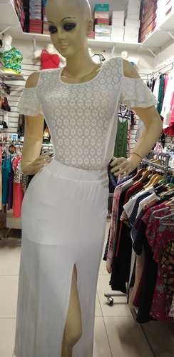 Vestido X2 Pzas-talla-s-perla-blanco-hueso-falda-blusa-mujer