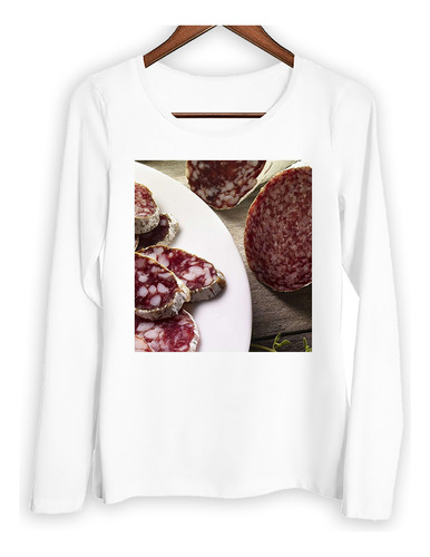 Remera Mujer Ml Salame Chacinado Fiambre Comida Chorizo P3