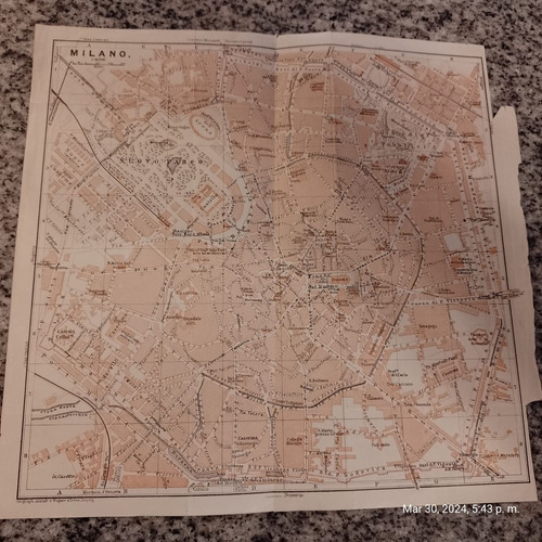 Mapa Plano De Milan Milano Italia, 1901