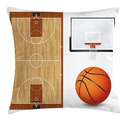 Lunarable Sports Throw Pillow Cojín, Cancha De Baloncesto Il