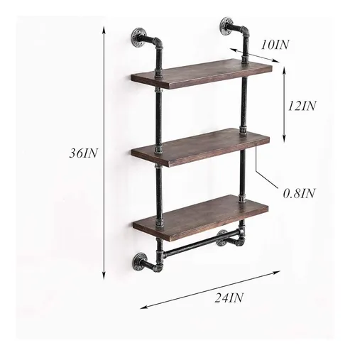 Dr.iron Estante De Baño De Pared De Tubería Industrial,