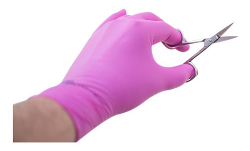 Luvas descartáveis antiderrapantes Supermax cor rosa tamanho P de nitrilo x 100 unidades