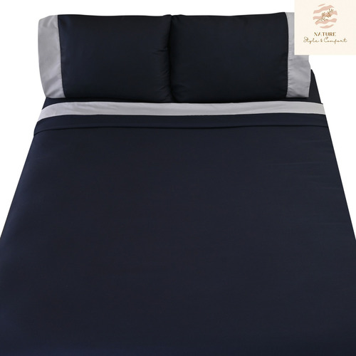 Sábanas Matrimoniales 2800 Hilos Extra Suave Premium Nature Color Marino Diseño De La Tela Liso Marino Liso