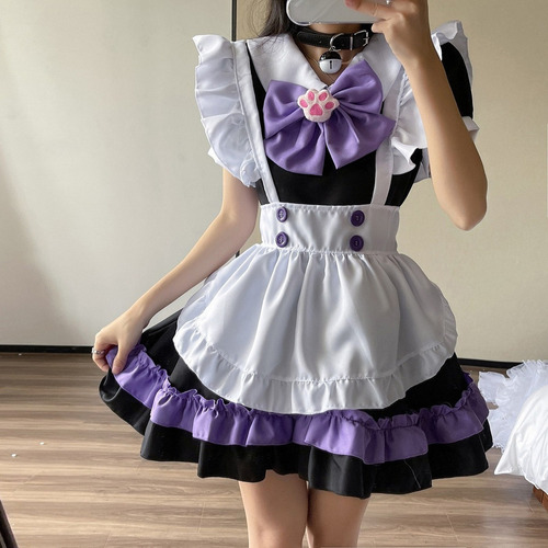 Disfraz De Cosplay Traje Rosa Lindo Maid Lolita Kawai Set