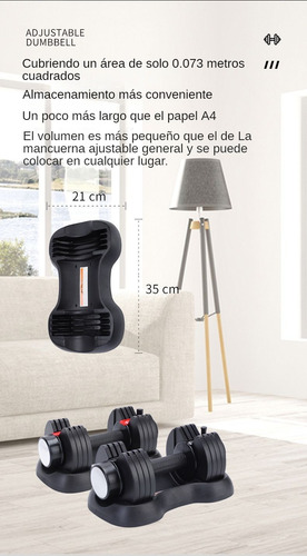 Mancuerna Ajustable Diferentes Pesos 5-25 Lb Color Negro