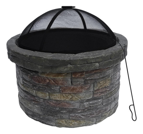 Teamson Home Concrete Round Charcoal And Wood Burning Fire P