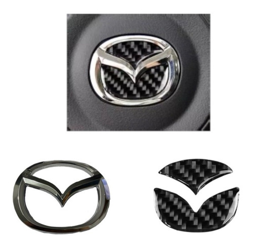 Logo Mazda Volante Cromado 3d Y Calcomanía Adhesiva Lujo