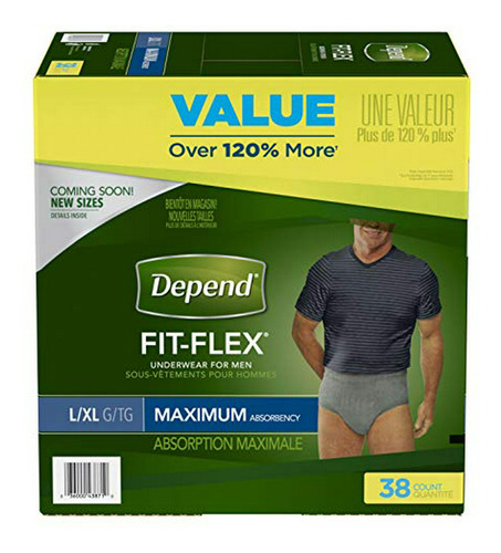 Fit-flex Para Hombres, Absorción Máxima, Talla L/xl, Gris (e