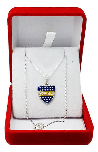 Conjunto Plata 925 Dama Escudo Boca Juniors + Veneciana A3 