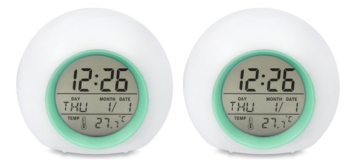 2 Despertadores Para Niños, Reloj Digital Wake Light Con 7 C