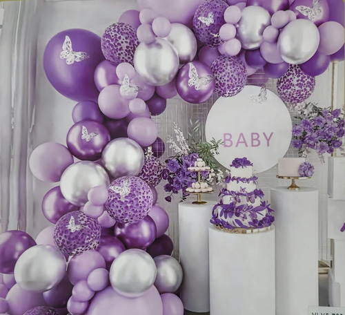 Arco Globos Premium Chrome Violeta, Plateado