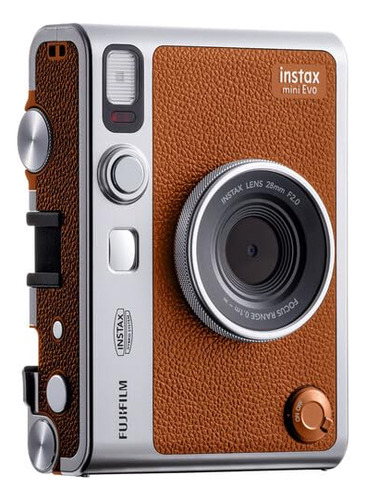 Cámara Fujifilm Instax Mini Evo Hybrid Brown Con 60 Película