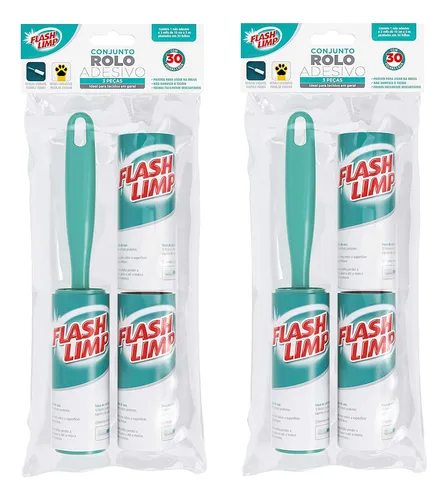 comprar Rolo Removedor Tira Pelo Roupa Sofá Flash Limp + 4 Refil Cor Verde