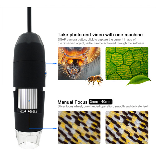 Lupa De Microscopio Con Zoom Digital Usb Con Función Otg