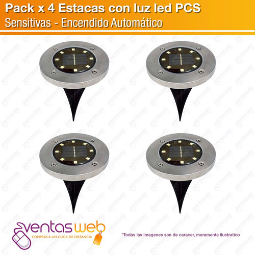 Imagen 2 de 5 de Spot Luz Led Solar Exterior Jardin X 4 Unid