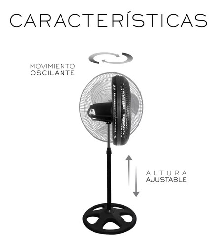 Ventilador 3 En 1 Pedestal Piso Pared 3 Velocidades 45 Cm 60 Hz Negro Plateado Metal 3