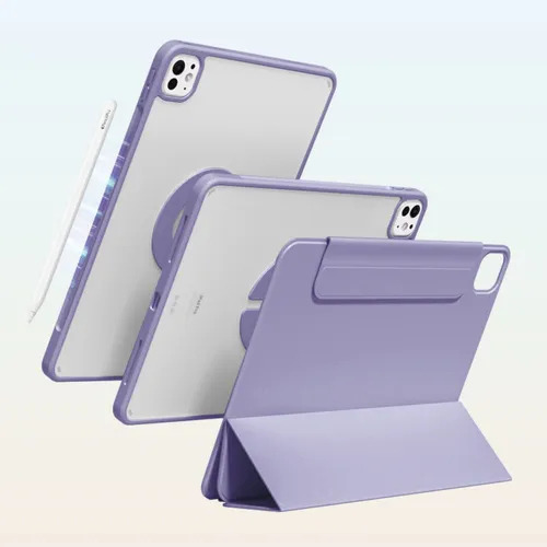 Mr. Gadgets Funda Case Transparente Smart Folio 2 En 1 Magnetico, Antifouling, Compatible Con iPad 10ma Generacion /11va Gen A16 11 Pulgadas, Porta Lapices, Soporte Plegable, Color Lila