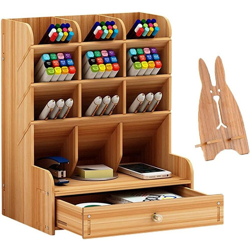 Organizador De Bolígrafos De Madera Marbrasse, Caja Multifun