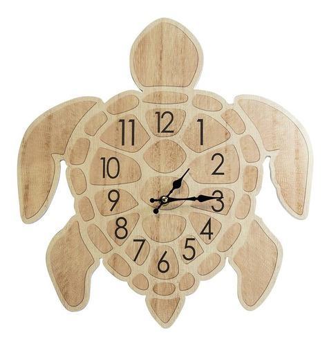 Reloj De Pared De Tortuga Troquelada Decorativo De Madera De