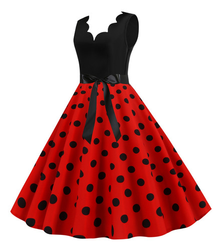 Minivestido Corto Estampado Sin Mangas Con Cuello En V Para