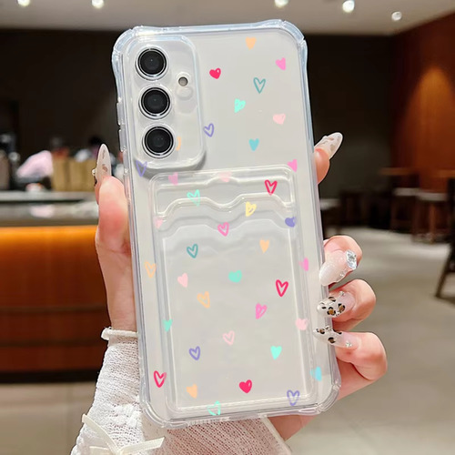 Funda De Tpu Para Samsung Galaxy Tipo Billetera Con Tarjetero Con Corazones Pequeños