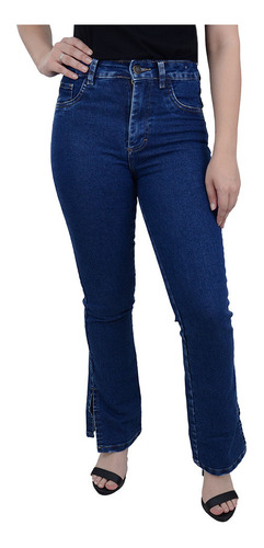 Calça Jeans Feminina Sawary Reta Azul Escuro - 275426