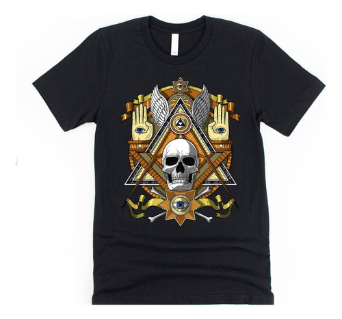 Polera Unisex Calavera Triangulo Masonica Algodon Estampado