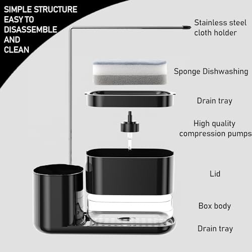 Set De Dispensador De Jabón Para Cocina Con Bandeja Y Soport
