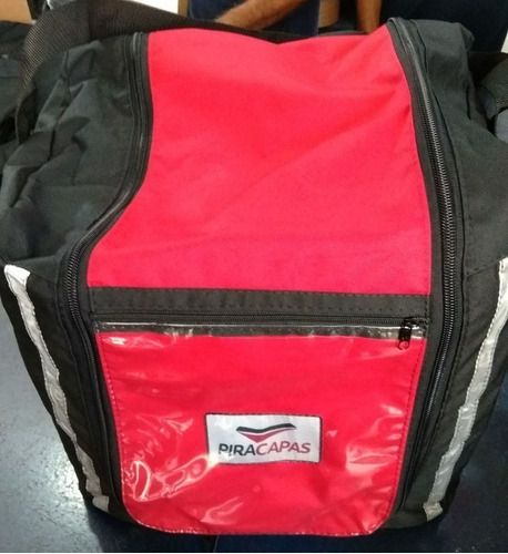 Mochila Bolsa Nylon Motoqueiro Marmitex 16 Volume Isopor Cor Vermelho Desenho do tecido Liso