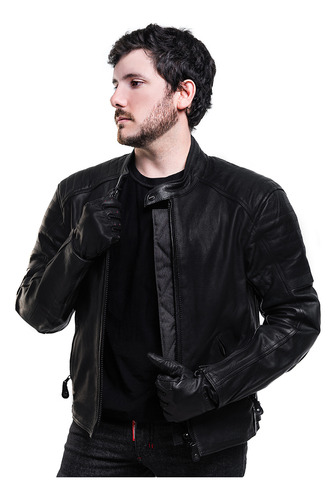 Imagen 2 de 8 de Campera Cuero Moto Stav Style 1 Protection Shock Control