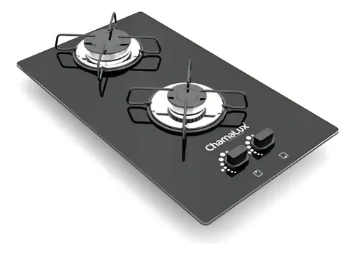comprar Fogão cooktop com alimentação gás - Chamalux 2 Bocas ultra chama cor preto - 2 queimadores