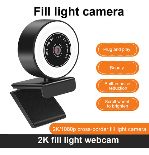 Cámara Web 2k Con Anillo De Enfoque Fijo De 1080p