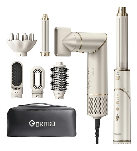 Secador De Cabelo Gokoco Com 7 Em 1 Escova Hot Air Styler Cor Palha