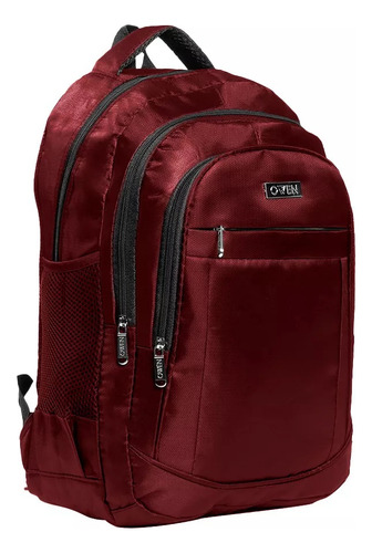 Mochila Owen Gran Capacidad Portanotebook Viaje Detalles Reforzada 10050 Color Bordo