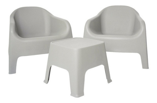 Set 2 Sillones De Jardín Exterior Plástico Skarpo Color Gris Liso