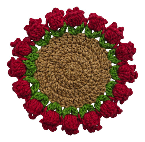 Posavasos Hechos A Mano Tejidos A Crochet Tulipanes Rojo