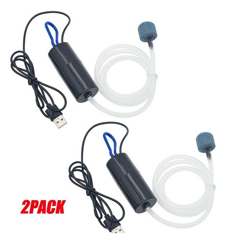 2pcs Acuario Usb Bomba De Aire Portátil Silenciosa Bomba De