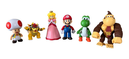 Set Super Mario Bros Yoshi Peach Toad Bowser Kong 6 Figuras