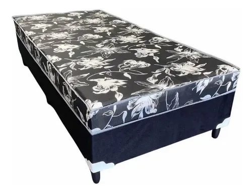comprar Cama Box Solteiro Conjugado Ortopédico Pérola Negra Cor Preto