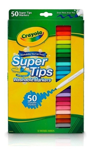 Crayola Supertips 50 Plumones Lavable Punta Conica Lettering