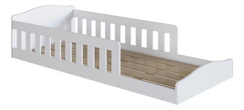 Cama Infantil Chão Montessoriana Solteiro Para Menino Menina Cor Branco