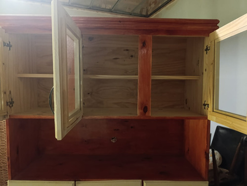 Modular Comedor Vajillero 6 Puertas 3 Cajones Pino Pintado Blanco (Usado)
