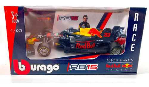 Red Bull Aston Martin Racing Max Verstappen 33 1:43 Bburago Color Negro 15