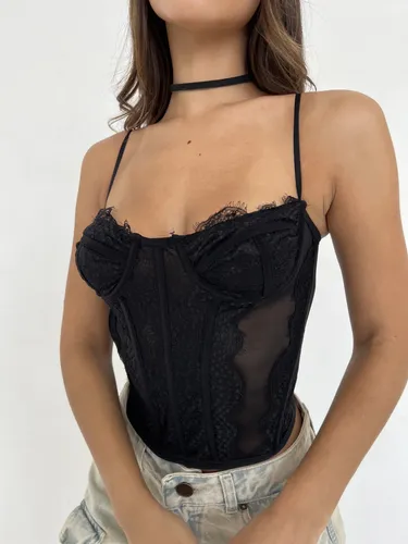 comprar Top Corset Encaje Varillas Bretel Regulable Para Mujer