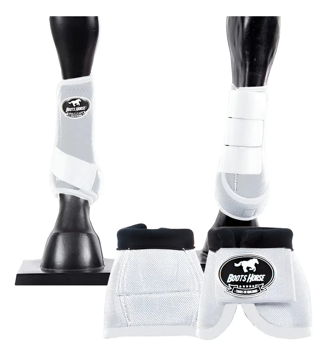 Kit Color - Boleteiras + Cloches Boots Horse Cor Branco Tamanho M