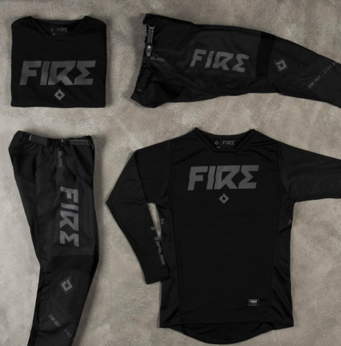 Imagen 5 de 10 de Equipo Conjunto Negro Atv Moto Motocross Enduro Mx Fire Juri