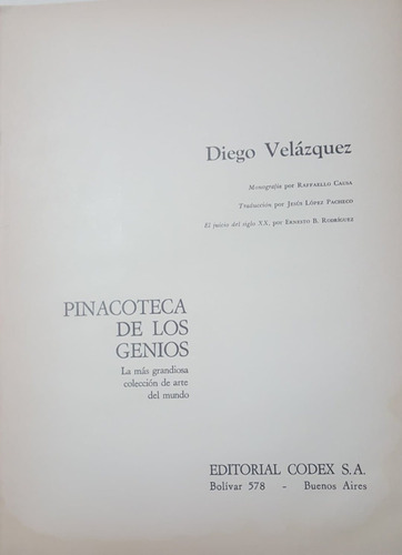 Pinacoteca De Los Genios Diego Velazquez Libro