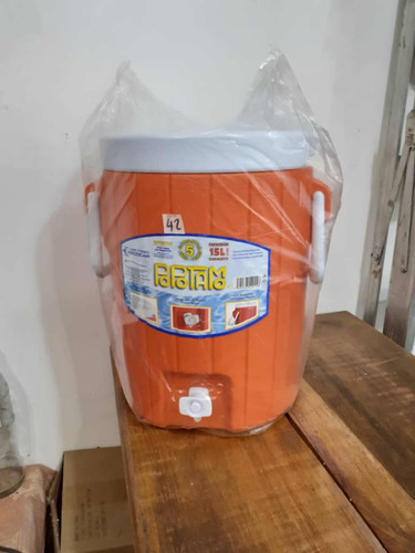 Termo De Agua De 15 Litros / Naranja, Gris Y Azul